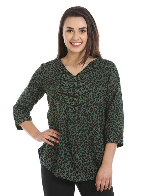 v-neck animal printed top - 16417495 - Very Small Image - 1