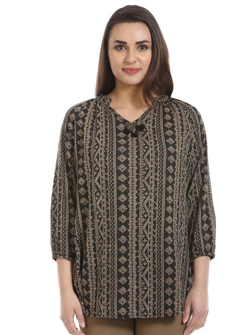 mandarin neck broach detail tunic - 16417498 - Very Small Image - 1