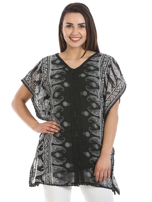 black georgette kaftan - 16417523 - Very Small Image - 1