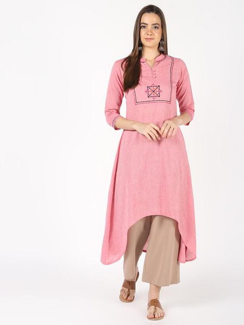 embroidered high-low kurta - 16417580 - Very Small Image - 1