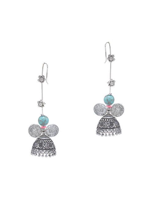 silver brass jhumka earring - 16417623 - Very Small Image - 1