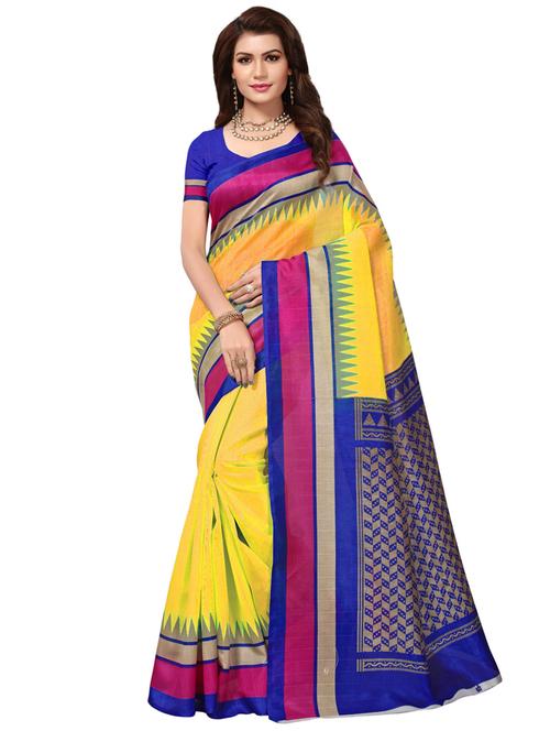 yellow art silk bhagalpuri saree with blouse - 16417704 - Very Small Image - 1