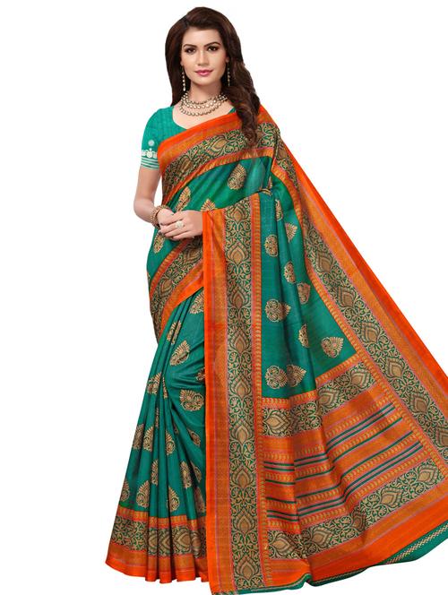 green art silk bhagalpuri saree with blouse - 16417740 - Very Small Image - 1