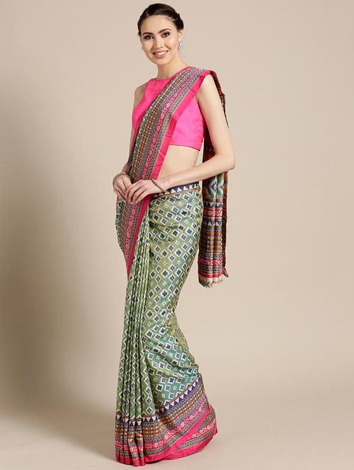printed patola saree with blouse - 16417881 - Very Small Image - 1