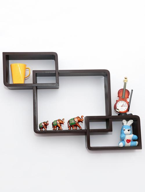 round coner shape inetrscting wall shelves rack set of 3-brown - 16418739 - Very Small Image - 1