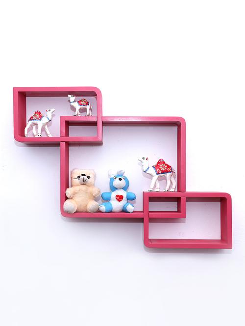 round coner shape inetrscting wall shelves rack set of 3-pink - 16418760 - Very Small Image - 1