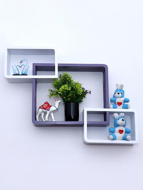 round coner shape inetrscting wall shelves rack set of 3-purple & white - 16418764 - Very Small Image - 1