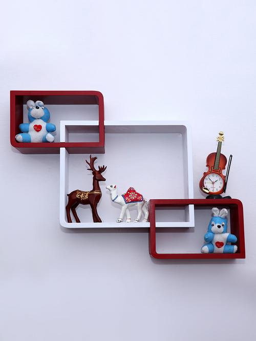 round coner shape inetrscting wall shelves rack set of 3-red & white - 16418768 - Very Small Image - 1