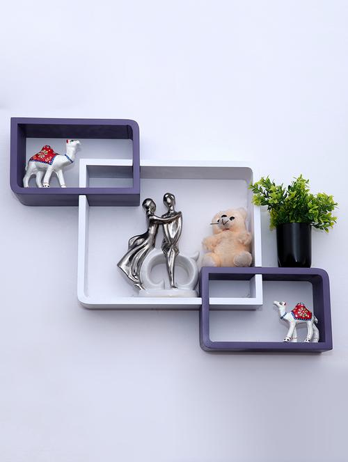 round coner shape inetrscting wall shelves rack set of 3-white &purple - 16418778 - Very Small Image - 1