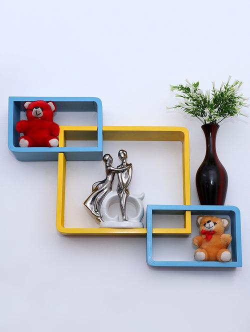round coner shape inetrscting wall shelves rack set of 3-yellow 7 skyblue - 16418790 - Very Small Image - 1
