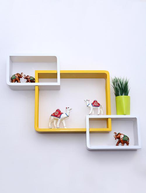 round coner shape inetrscting wall shelves rack set of 3-yellow 7 white - 16418792 - Very Small Image - 1