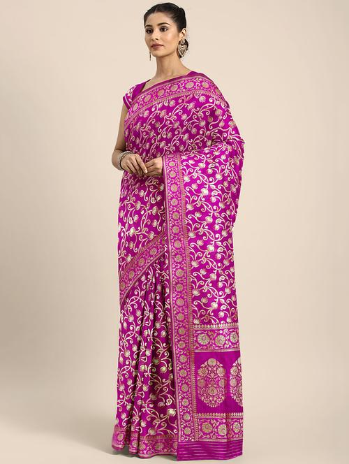 self design woven saree with blouse - 16420008 - Very Small Image - 1