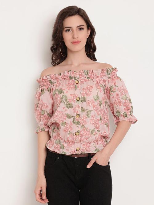off shoulder floral blouson top - 16420376 - Very Small Image - 1