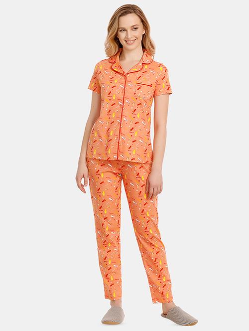 lapel neck quirky shirt & pajama set - 16421846 - Very Small Image - 1