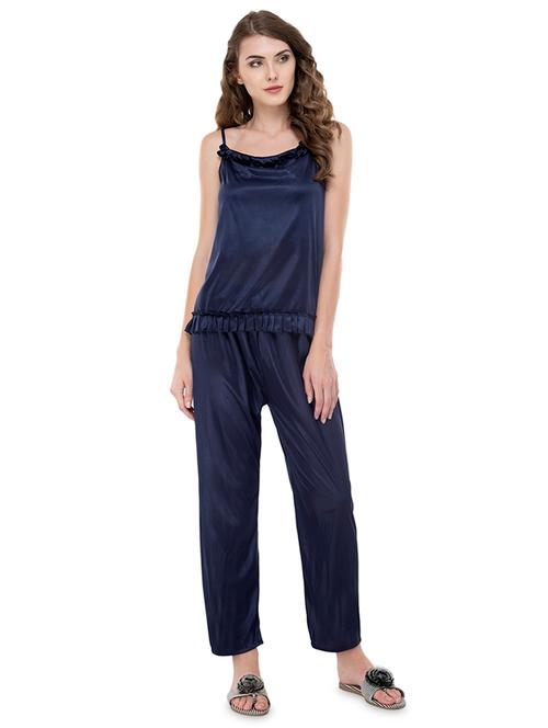 frill detail solid cami top & pajama set - 16421902 - Very Small Image - 1