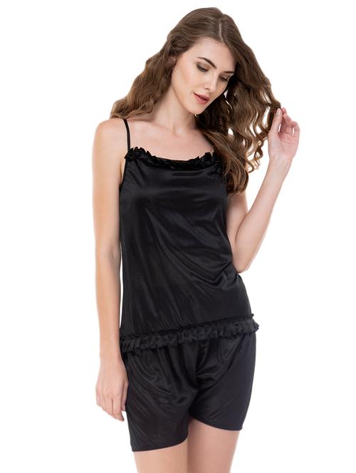 frill detail solid cami top & shorts set - 16421908 - Very Small Image - 1