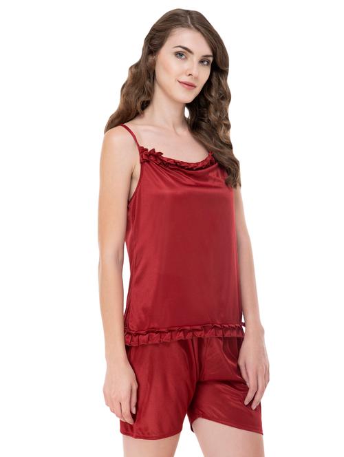 frill detail solid cami top & shorts set - 16421916 - Very Small Image - 1
