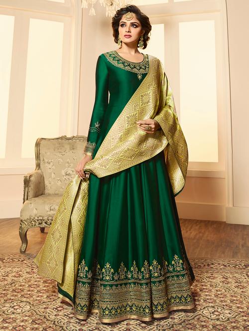 embroidered semi-stitched suit - 16421990 - Very Small Image - 1