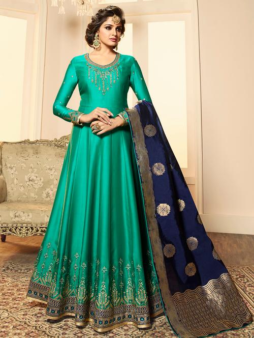 embroidered semi-stitched suit - 16421992 - Very Small Image - 1