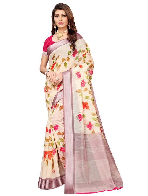floral printed saree with blouse - 16422132 - Very Small Image - 1