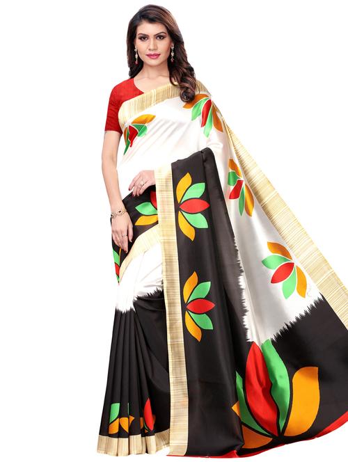 floral mysore silk saree with blouse - 16422150 - Very Small Image - 1