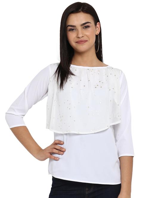 round neck star printed layered top - 16423597 - Very Small Image - 1