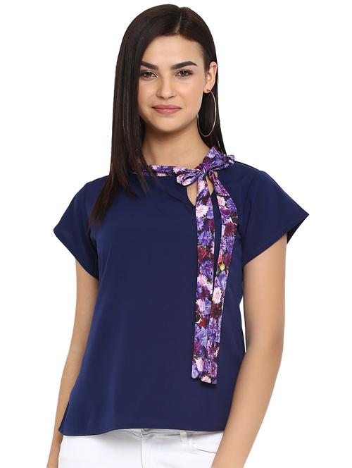 tie knot floral cap sleeved top - 16423602 - Very Small Image - 1