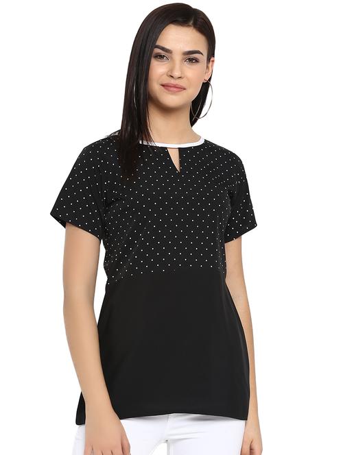 key hole neck polka dots top - 16423606 - Very Small Image - 1