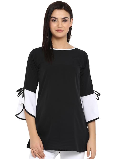 tie knot sleeved color block top - 16423614 - Very Small Image - 1