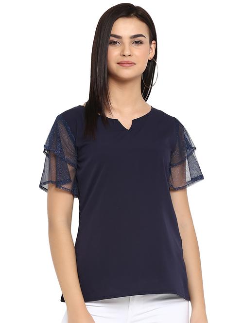 notch neck solid top - 16423624 - Very Small Image - 1