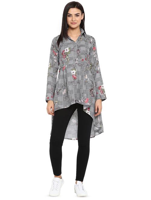 long sleeved houndstooth high low tunic - 16423630 - Very Small Image - 1