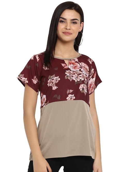 key hole neck floral top - 16423633 - Very Small Image - 1