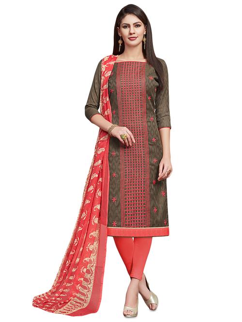 embroidered unstitched churidaar suit - 16423884 - Very Small Image - 1