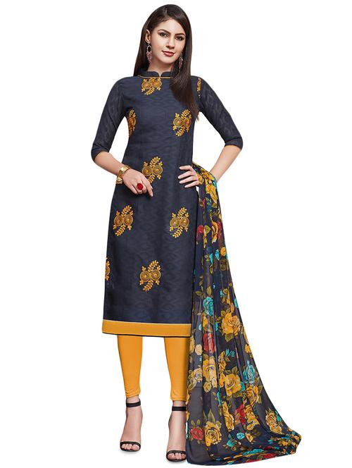 embroidered unstitched churidaar suit - 16423886 - Very Small Image - 1