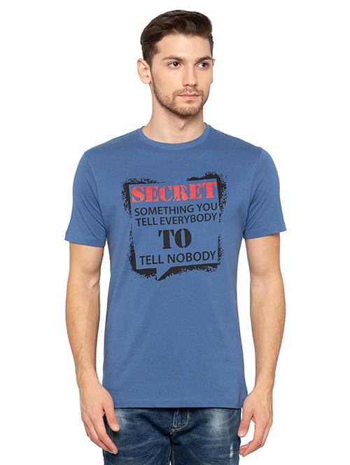 blue typographic chest print t-shirt - 16424074 - Very Small Image - 1