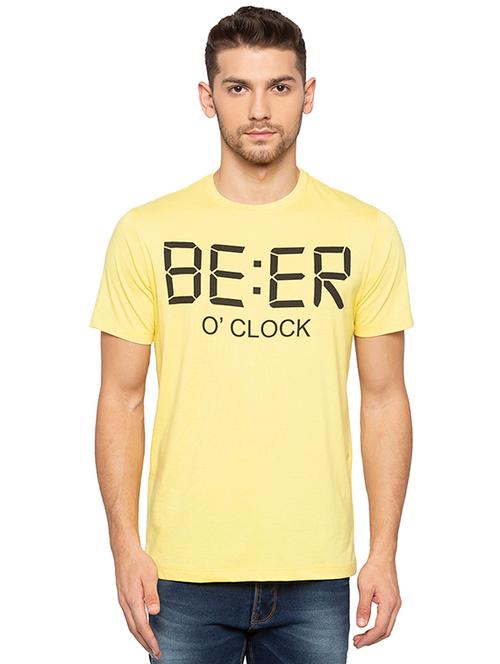 yellow typographic chest print t-shirt - 16424081 - Very Small Image - 1