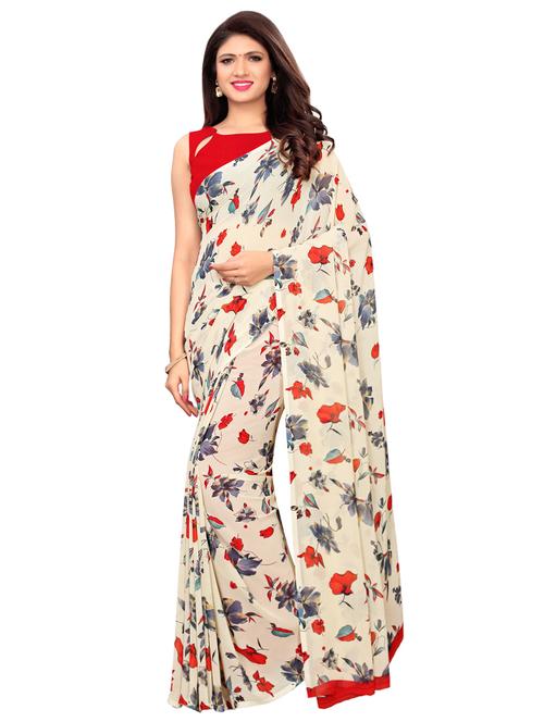 floral printed saree with blouse - 16424585 - Very Small Image - 1