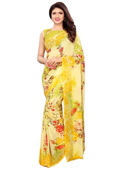floral printed saree with blouse - 16424587 - Very Small Image - 1
