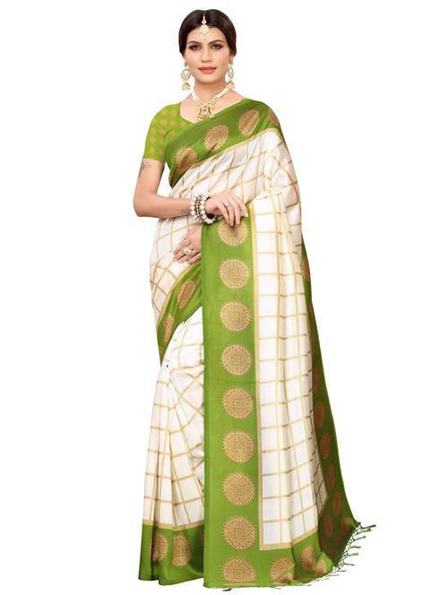 checkered printed saree with blouse - 16424597 - Very Small Image - 1