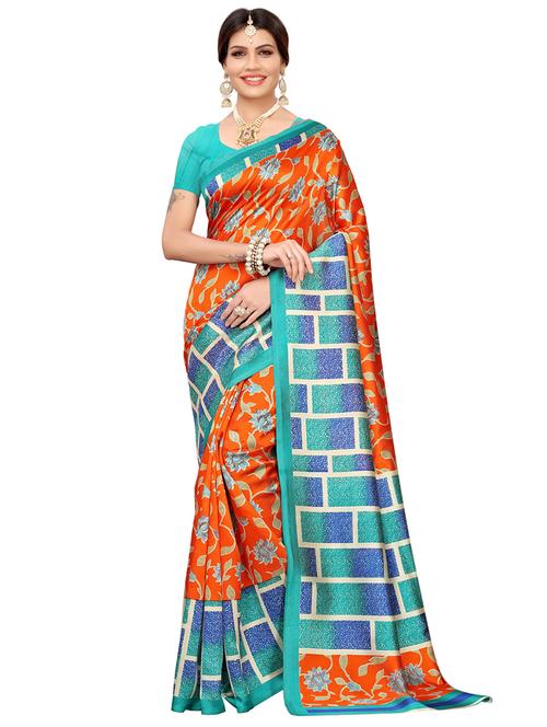 floral printed saree with blouse - 16424606 - Very Small Image - 1