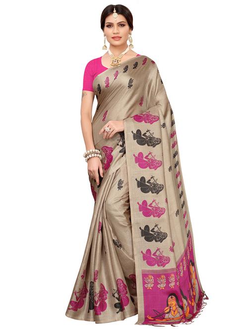kalamkari printed saree with blouse - 16424612 - Very Small Image - 1