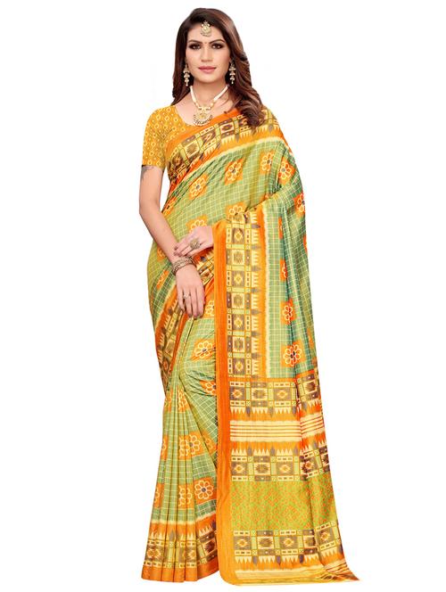 checkered printed saree with blouse - 16424639 - Very Small Image - 1
