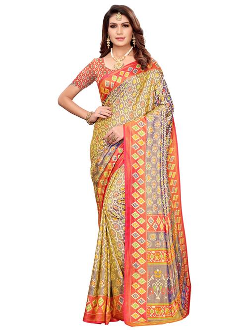 ikat printed saree with blouse - 16424646 - Very Small Image - 1