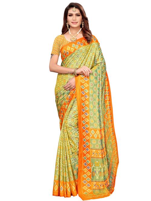 ikat printed saree with blouse - 16424648 - Very Small Image - 1