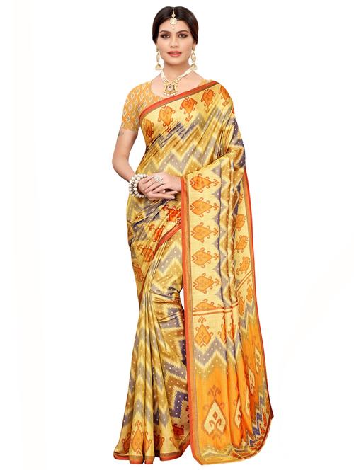 chevron printed saree with blouse - 16424650 - Very Small Image - 1