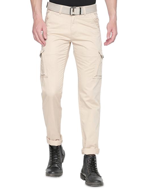 beige solid cargos - 16425020 - Very Small Image - 1