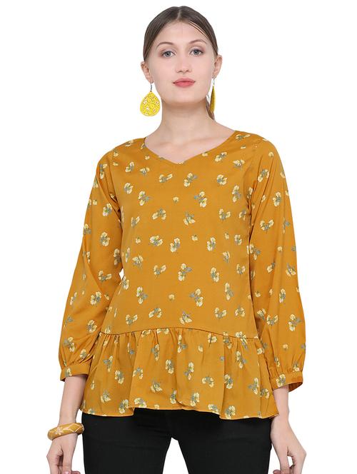 v-neck gathered floral top - 16425393 - Very Small Image - 1