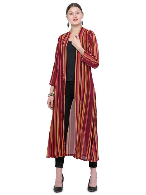 long sleeved striped long-line shrug - 16425399 - Very Small Image - 1