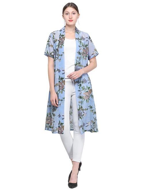 short sleeved floral long line shrug - 16425401 - Very Small Image - 1
