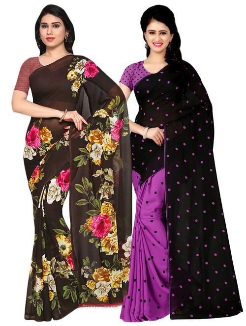 set of 2 multicolor printed saree combo - 16425953 - Very Small Image - 1